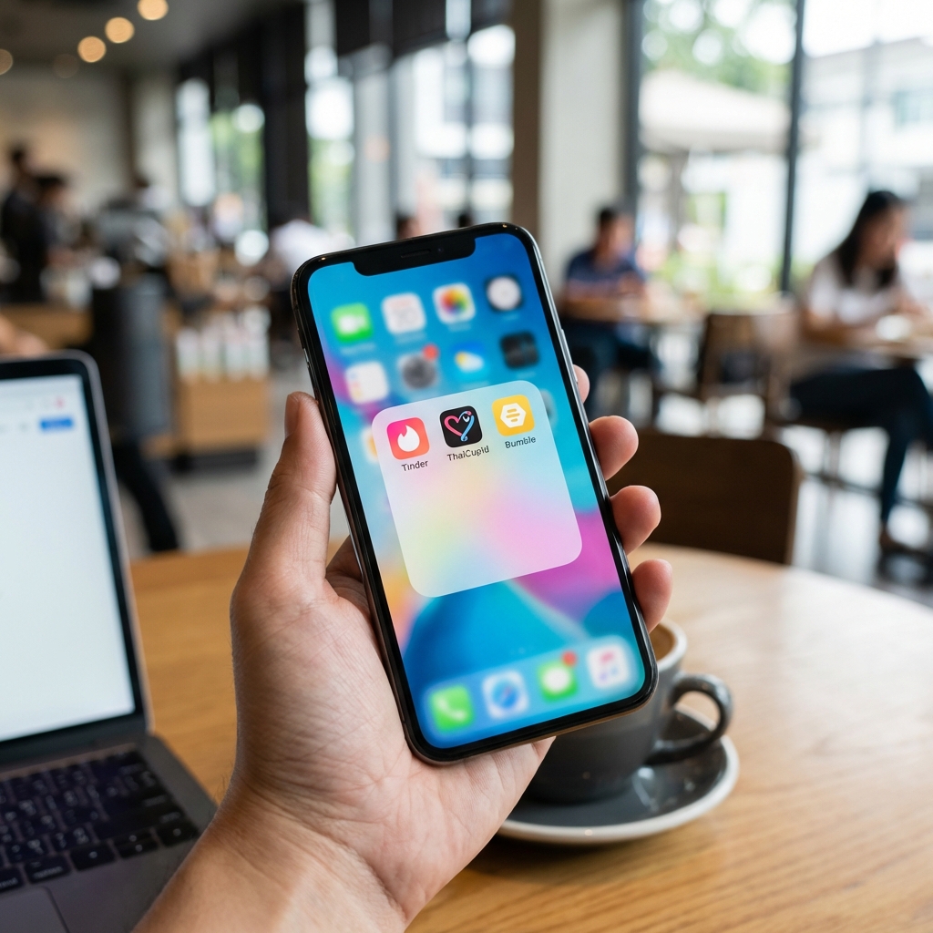Best dating apps comparison on phone screens in Thailand