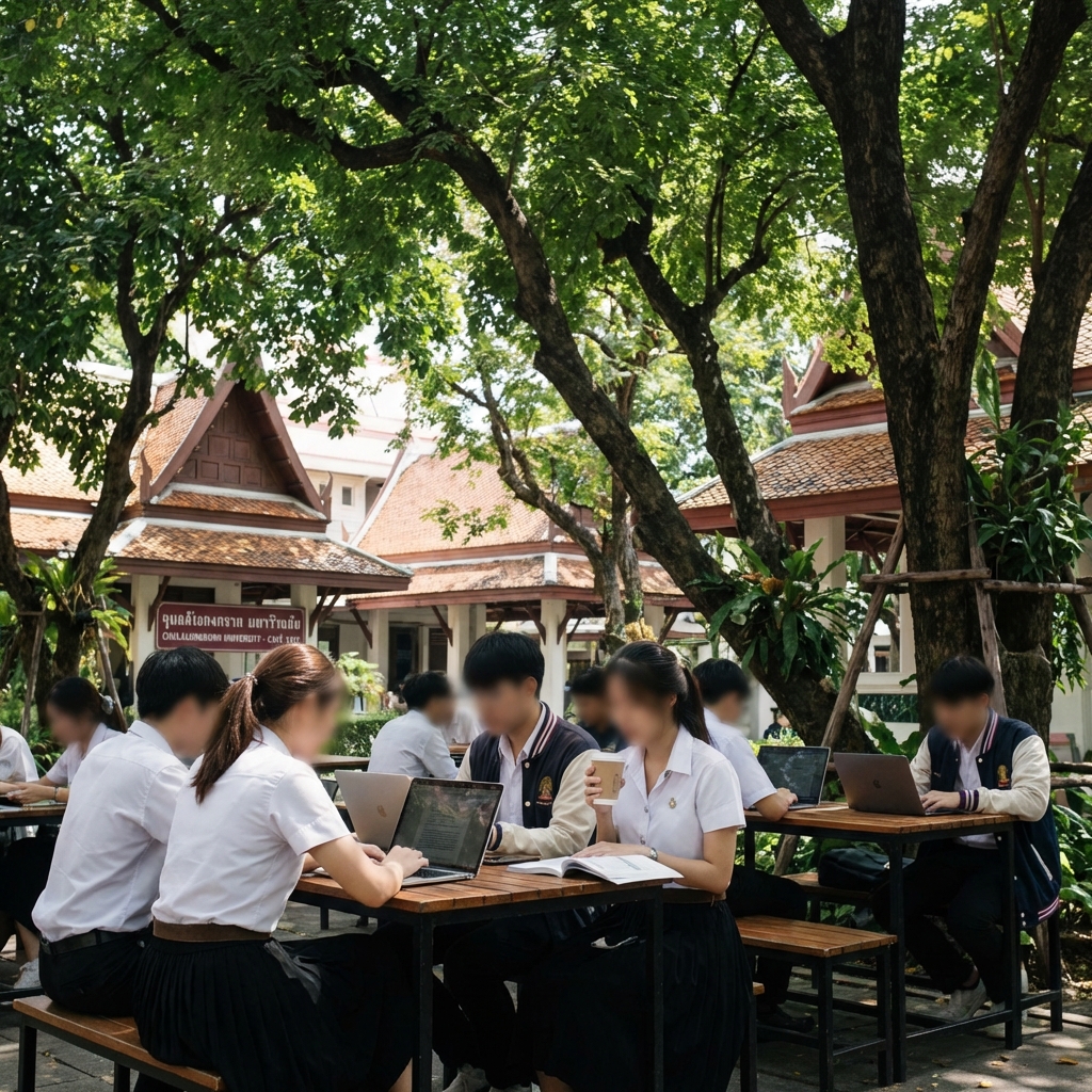 Students studying at Chulalongkorn University