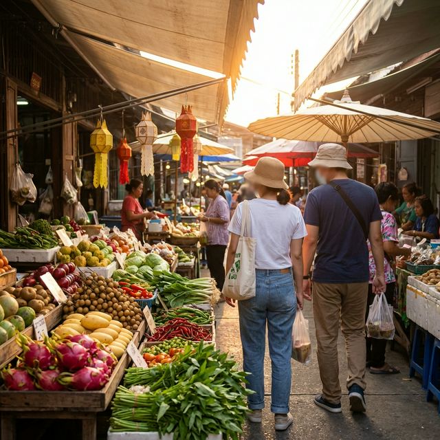 Long-term couple enjoying sunset in Thailand